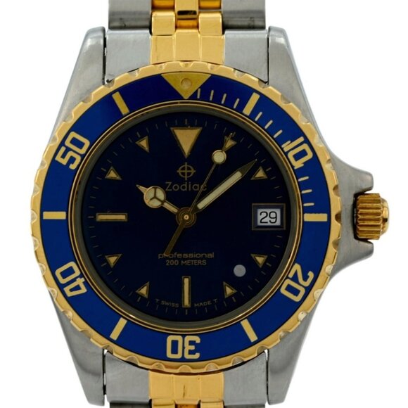 Zodiac 34mm Midsize Professional 200M Grey Dot TT Diver Watch - Picture 2 of 8